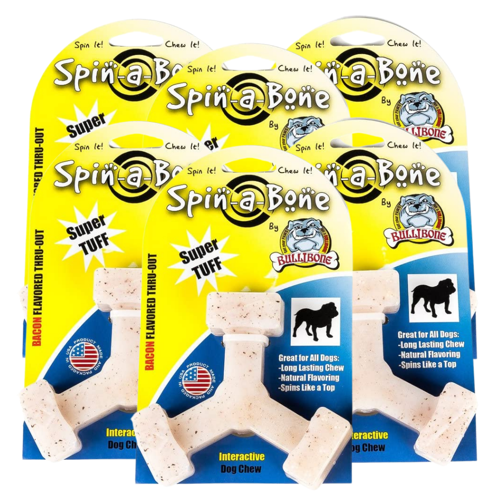 Bullibone Nylon Dog Chew Toy Spin A Bone Interactive Dog Toy Triggers Natural Instincts and Improves Oral Health